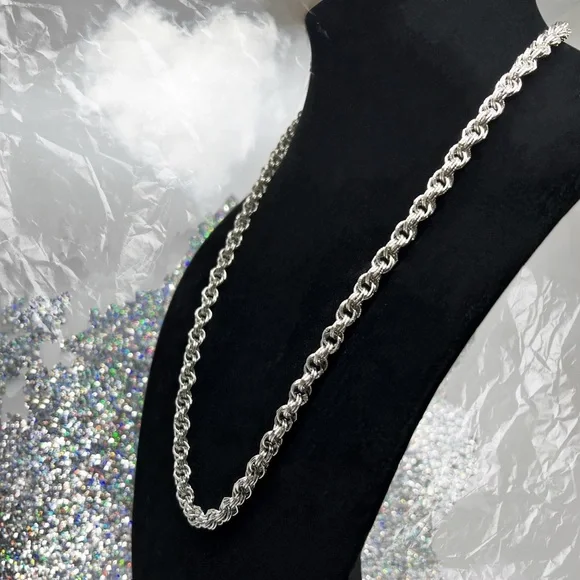 Unisex Silver Alloy Rope Chain - Picture 4 of 4